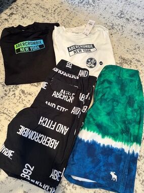 Boys Abercrombie Swim Bundle 🌊 4PC UPF 50 Shirts + Trunks (13/14)